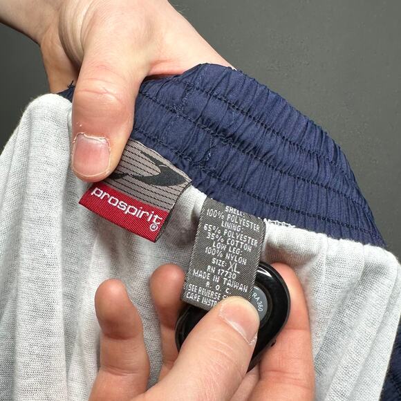 Vintage 90s Track Pants Mens XL Baggy Fit Navy Blue Polyester Sweatpants - Picture 4 of 4